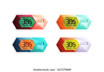 Vector abstract geometric sale labels, tags and banners