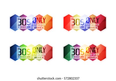 Vector abstract geometric sale labels, tags and banners