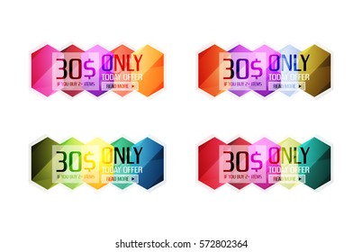 Vector abstract geometric sale labels, tags and banners