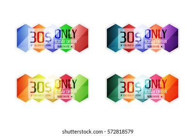 Vector abstract geometric sale labels, tags and banners