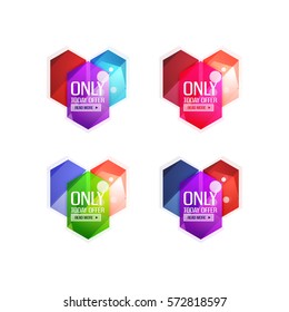Abstrakte, geometrische Verkaufsetiketten, Etiketten und Banner für Vektorgrafiken
