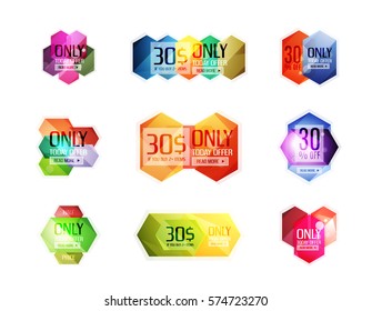 Vector abstract geometric sale labels, tags and banners