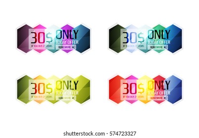 Vector abstract geometric sale labels, tags and banners