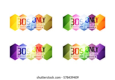 Vector abstract geometric sale labels, tags and banners