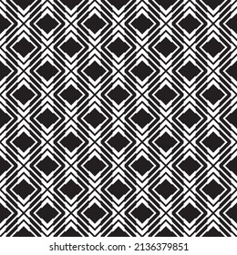 Vector abstract geometric seamless black square rhombus diamond glass effect pattern.