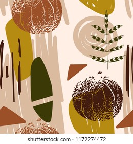 Vector abstract geometric seamless pattern. Colorful autumn background.