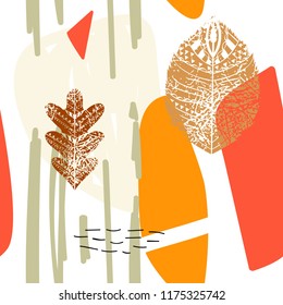 Vector abstract geometric seamless pattern. Colorful autumn background.