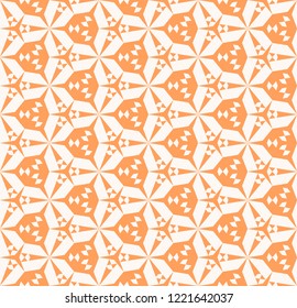 Vector abstract geometric seamless pattern. Stylish background with small triangular shapes, hexagonal grid. Modern geometry texture in orange and white color. Repeat design for decor, package, print