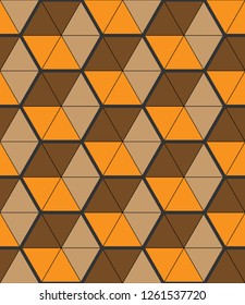 Vector abstract geometric seamless pattern. Stylish background with small triangular shapes, hexagonal grid. Modern geometry texture in orange and white color. Repeat design for decor, package, print