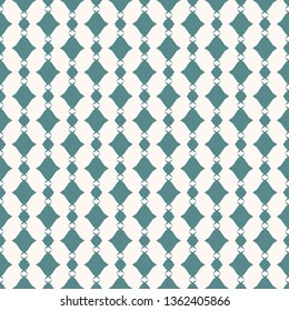 Vector abstract geometric seamless pattern. Teal and white texture with diamond shapes, rhombuses. Simple graphic ornament. Plaid background. Repeated design for decoration, textile, fabric, cloth