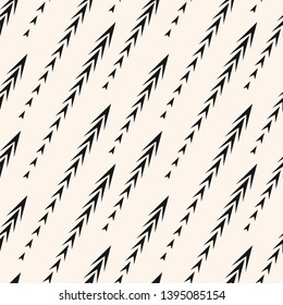 Vector abstract geometric seamless pattern with arrows, diagonal fading lines, tracks, halftone stripes. Extreme sport style illustration, urban art. Trendy minimal black and white background texture
