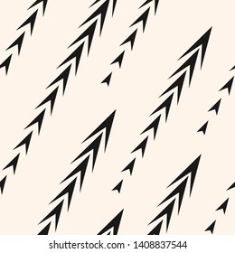 Vector abstract geometric seamless pattern with arrows, diagonal fading lines, tracks, halftone stripes, triangles. Extreme sport style texture. Black and white minimal background. Contemporary design