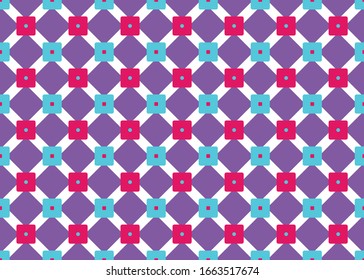 Vector abstract geometric seamless pattern. Background texture. In purple, red, blue and white colors.