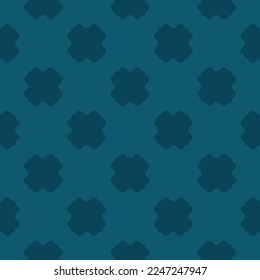 Vector abstract geometric seamless pattern. Simple minimal ornament texture with flower silhouettes, curved shapes. Subtle minimalist background in teal green color. Delicate repeat decorative design