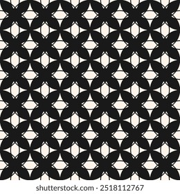 Vector abstract geometric seamless pattern in gothic style. Elegant minimal ornament texture with curved shapes, crosses, tiles. Simple black and white background with medieval motifs. Repeated design