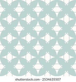 Vector abstract geometric seamless pattern in gothic style. Elegant minimal ornament texture with curved shapes, crosses, tiles. Simple light blue and white background design with medieval motifs