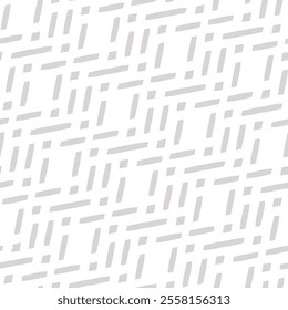 Vector abstract geometric seamless pattern. Ethnic folk motif ornament with diagonal lines, rhombuses, chevron, zig zag. Modern white and gray texture. Subtle background. Repeated minimal design