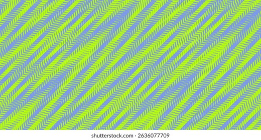 Vector abstract geometric seamless pattern with fading lines, tracks, halftone stripes. Extreme sport style background, urban art. Trending sporty texture. Neon green and blue. Dynamic creative design