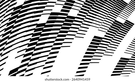 Vector abstract geometric seamless pattern with wave fading lines, tracks, halftone stripes. Extreme sport style illustration, urban art. Trendy monochrome graphic texture. Stylish sports pattern.