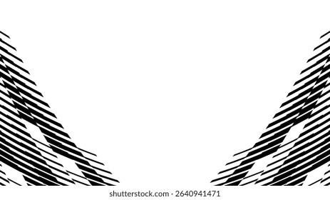 Vector abstract geometric seamless pattern with wave fading lines, tracks, halftone stripes. Extreme sport style illustration, urban art. Trendy monochrome graphic texture. Stylish sports pattern.
