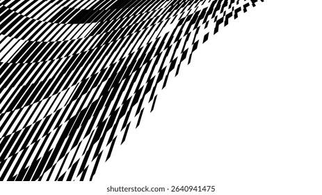 Vector abstract geometric seamless pattern with wave fading lines, tracks, halftone stripes. Extreme sport style illustration, urban art. Trendy monochrome graphic texture. Stylish sports pattern.