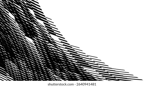 Vector abstract geometric seamless pattern with wave fading lines, tracks, halftone stripes. Extreme sport style illustration, urban art. Trendy monochrome graphic texture. Stylish sports pattern.