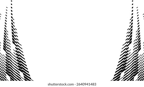 Vector abstract geometric seamless pattern with wave fading lines, tracks, halftone stripes. Extreme sport style illustration, urban art. Trendy monochrome graphic texture. Stylish sports pattern.
