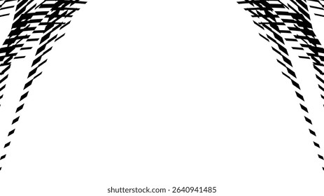 Vector abstract geometric seamless pattern with wave fading lines, tracks, halftone stripes. Extreme sport style illustration, urban art. Trendy monochrome graphic texture. Stylish sports pattern.