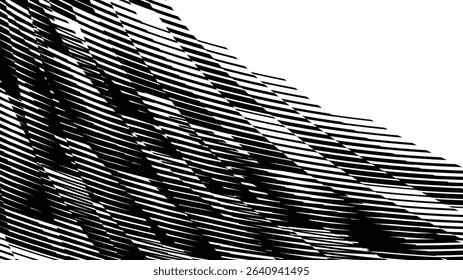 Vector abstract geometric seamless pattern with wave fading lines, tracks, halftone stripes. Extreme sport style illustration, urban art. Trendy monochrome graphic texture. Stylish sports pattern.