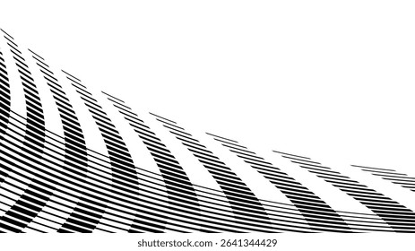 Vector abstract geometric seamless pattern with wave fading lines, tracks, halftone stripes. Extreme sport style illustration, urban art. Trendy monochrome graphic texture. Stylish sports pattern