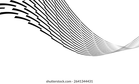 Vector abstract geometric seamless pattern with wave fading lines, tracks, halftone stripes. Extreme sport style illustration, urban art. Trendy monochrome graphic texture. Stylish sports pattern