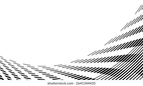 Vector abstract geometric seamless pattern with wave fading lines, tracks, halftone stripes. Extreme sport style illustration, urban art. Trendy monochrome graphic texture. Stylish sports pattern
