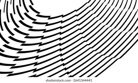 Vector abstract geometric seamless pattern with wave fading lines, tracks, halftone stripes. Extreme sport style illustration, urban art. Trendy monochrome graphic texture. Stylish sports pattern