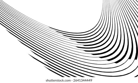 Vector abstract geometric seamless pattern with wave fading lines, tracks, halftone stripes. Extreme sport style illustration, urban art. Trendy monochrome graphic texture. Stylish sports pattern