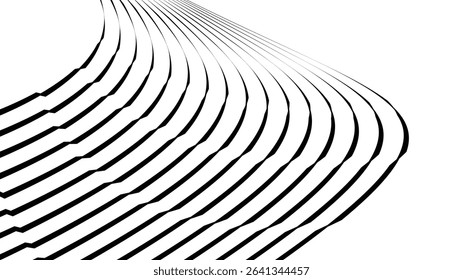 Vector abstract geometric seamless pattern with wave fading lines, tracks, halftone stripes. Extreme sport style illustration, urban art. Trendy monochrome graphic texture. Stylish sports pattern