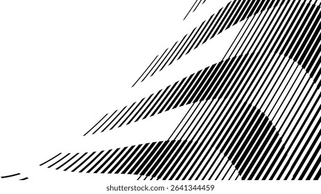Vector abstract geometric seamless pattern with wave fading lines, tracks, halftone stripes. Extreme sport style illustration, urban art. Trendy monochrome graphic texture. Stylish sports pattern