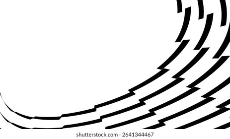 Vector abstract geometric seamless pattern with wave fading lines, tracks, halftone stripes. Extreme sport style illustration, urban art. Trendy monochrome graphic texture. Stylish sports pattern
