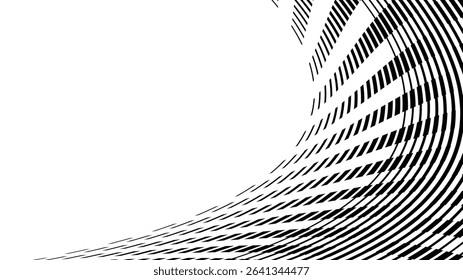 Vector abstract geometric seamless pattern with wave fading lines, tracks, halftone stripes. Extreme sport style illustration, urban art. Trendy monochrome graphic texture. Stylish sports pattern
