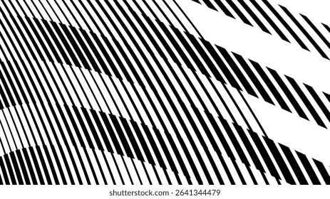 Vector abstract geometric seamless pattern with wave fading lines, tracks, halftone stripes. Extreme sport style illustration, urban art. Trendy monochrome graphic texture. Stylish sports pattern