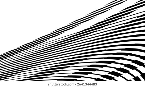 Vector abstract geometric seamless pattern with wave fading lines, tracks, halftone stripes. Extreme sport style illustration, urban art. Trendy monochrome graphic texture. Stylish sports pattern