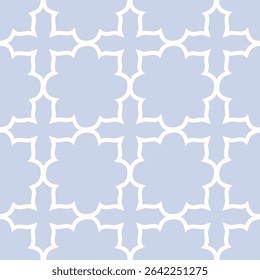 Padrão contínuo geométrico abstrato vetorial em estilo arabesco. Textura linear mínima elegante, rede floral, grade. Tradicional origem islâmica. Ornamento oriental azul claro. Design repetido