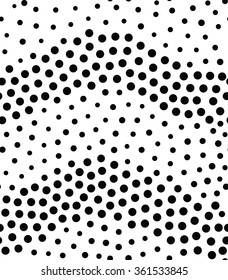 Vector abstract geometric seamless pattern. Repeating gradation in black and white. Modern halftone flat design, pointillism, constructivism
