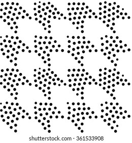 Vector abstract geometric seamless pattern. Repeating gradation in black and white. Modern halftone flat design, pointillism, constructivism