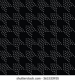 Vector abstract geometric seamless pattern. Repeating gradation in black and white. Modern halftone  flat design, pointillism, constructivism