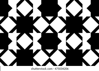 Vector abstract geometric seamless pattern. Tile background. Black and white color design.
