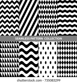 Vector Abstract Geometric Seamless Pattern Design Collection Decoration Web Grid Wave