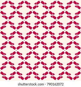 Vector abstract geometric seamless pattern. Red and beige colors. Traditional folk style ornamental background with curved shapes, delicate mesh, lattice. Subtle lace texture. Repeat festive design