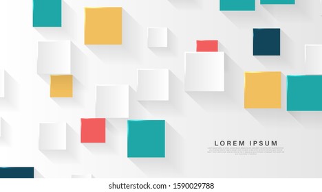 Vector Abstract geometric shape. 3d square paper background.Vector Illustration For Wallpaper, Banner, Background, Card, landing page , etc