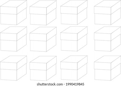 Vector Abstract geometric shape from box. White squares 3d Box pattern background