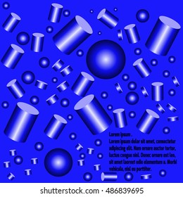 Vector abstract geometric shape from colored cylinders and spheres. Blue background.